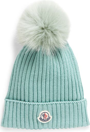 Moncler Ribbed Beanie shops with Fur Pompom