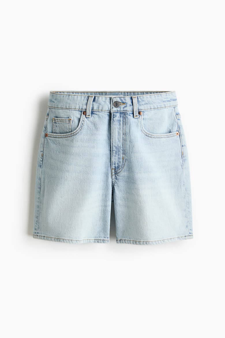 High-waisted Denim Shorts, Alternate, color, Light denim blue