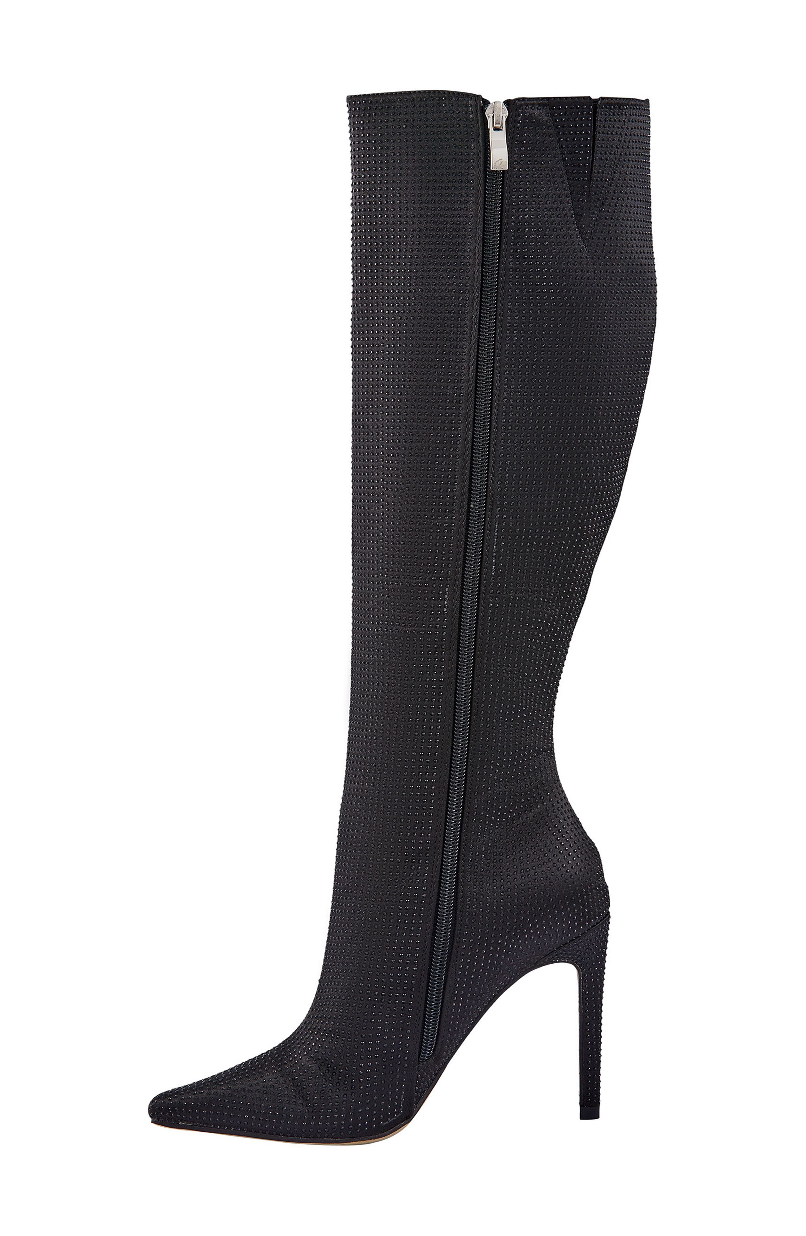 LADY COUTURE Diamond Rhinestone Pointed Toe Boot, Alternate, color, Black
