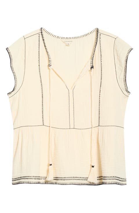 Embroidered Detail Cotton Tank