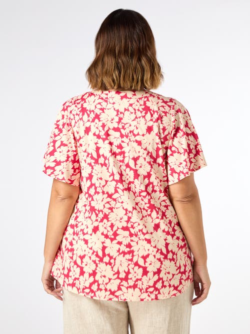 Live Unlimited Floral Print Jersey Pleat Front Top In Multi