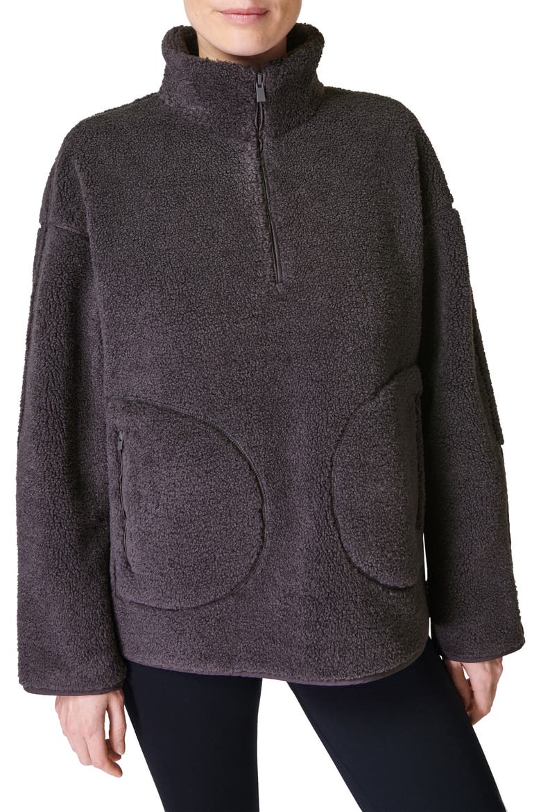 Oversize Fleece Half Zip Top, Main, color, URBAN GREY