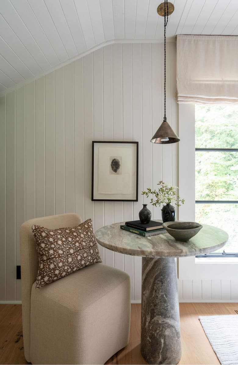 Linen & James Murphy Deep Brown Floral Handblock Pillow Cover, Alternate, color, Java Brown