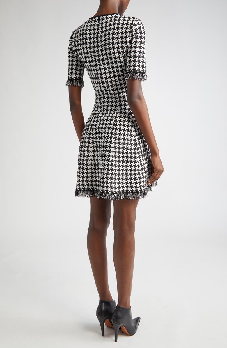 McQueen Houndstooth Check Fit & Flare Minidress, Alternate, color, Black/ Ivory