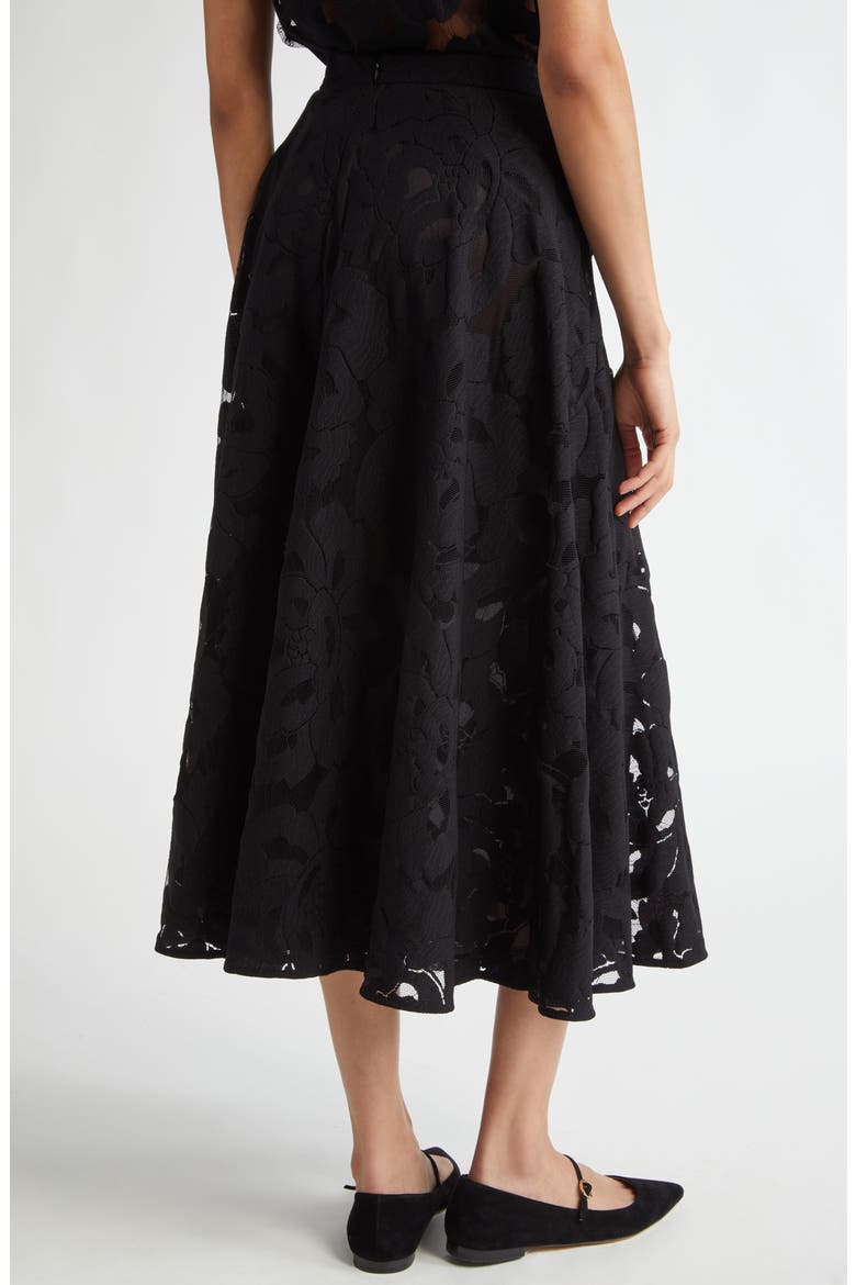 Zitto Floral Lace Midi Skirt, Alternate, color, BLACK