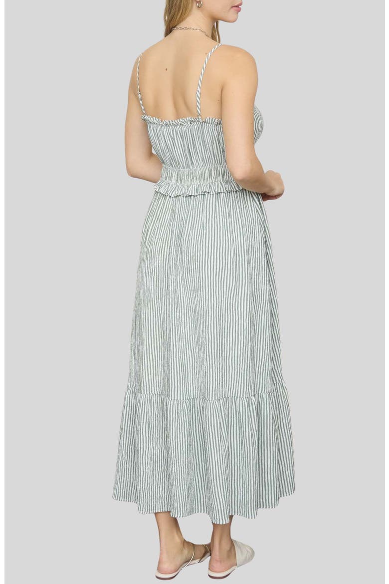 Stripe Ruffle Shirred Seersucker Midi Dress, Alternate, color, GREEN
