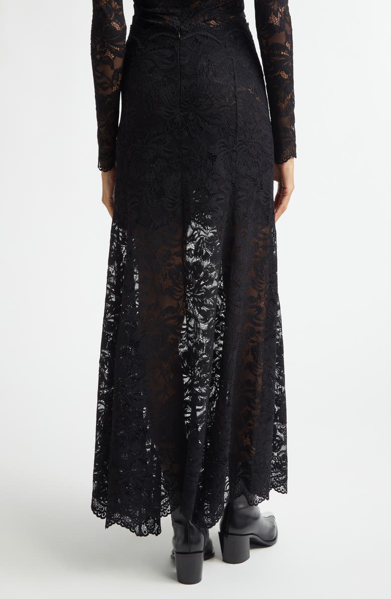 Rabanne Scalloped Lace Maxi Skirt, Alternate, color, Black