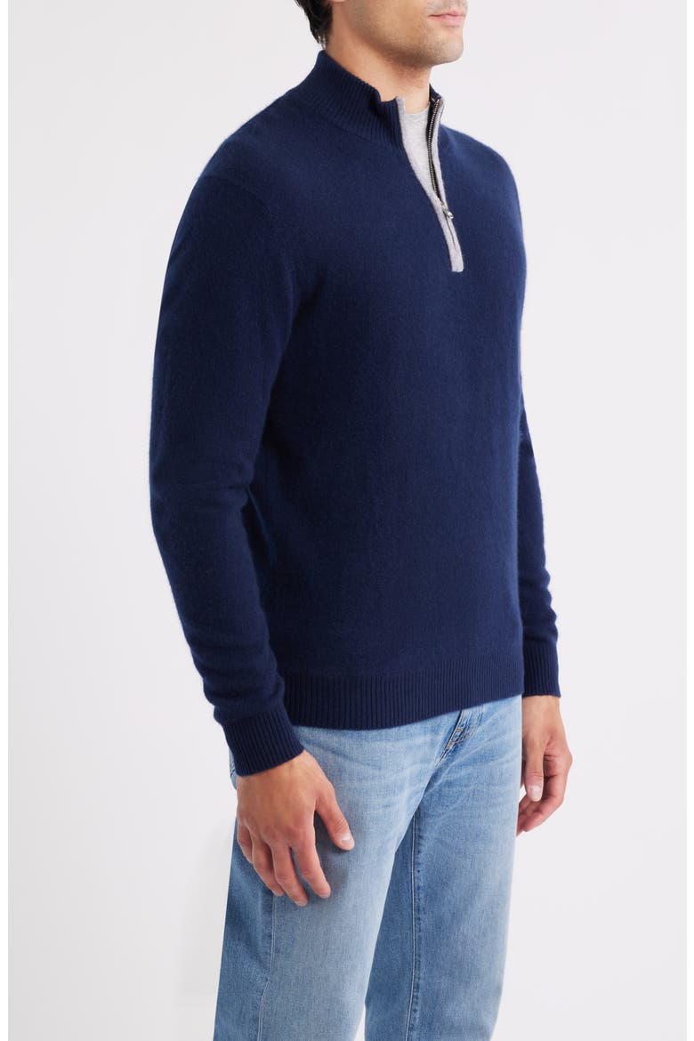 Niccolo Cashmere Quarter Zip Sweater, Alternate, color, NAVY