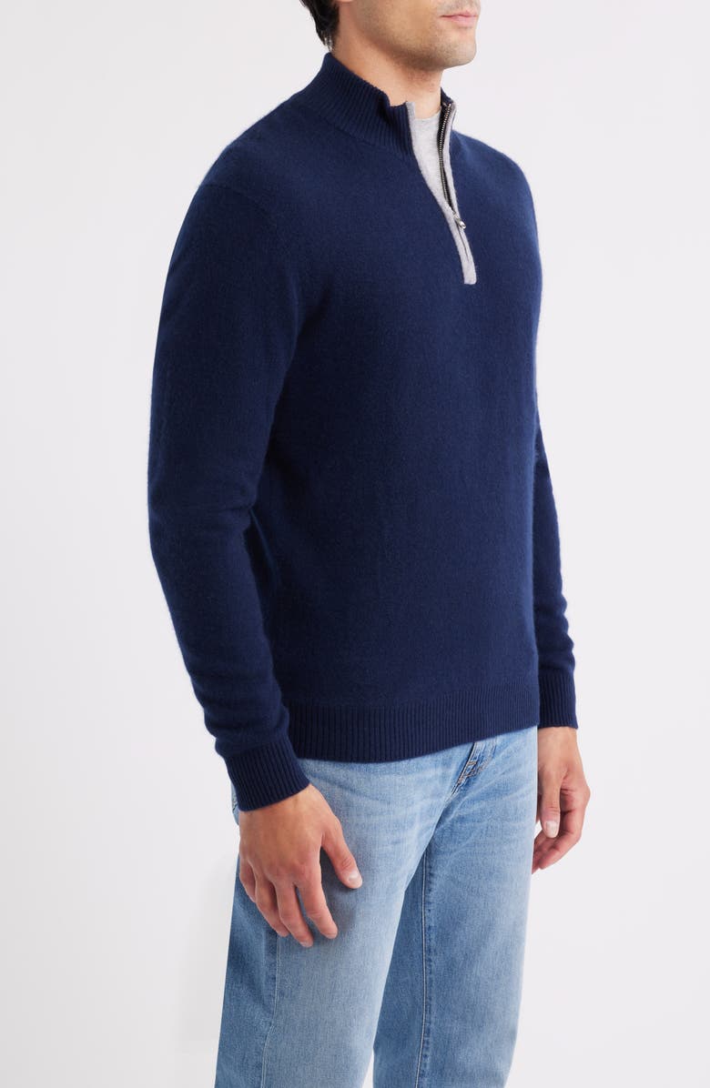 johnnie-O Niccolo Cashmere Quarter Zip Sweater, Alternate, color, Navy