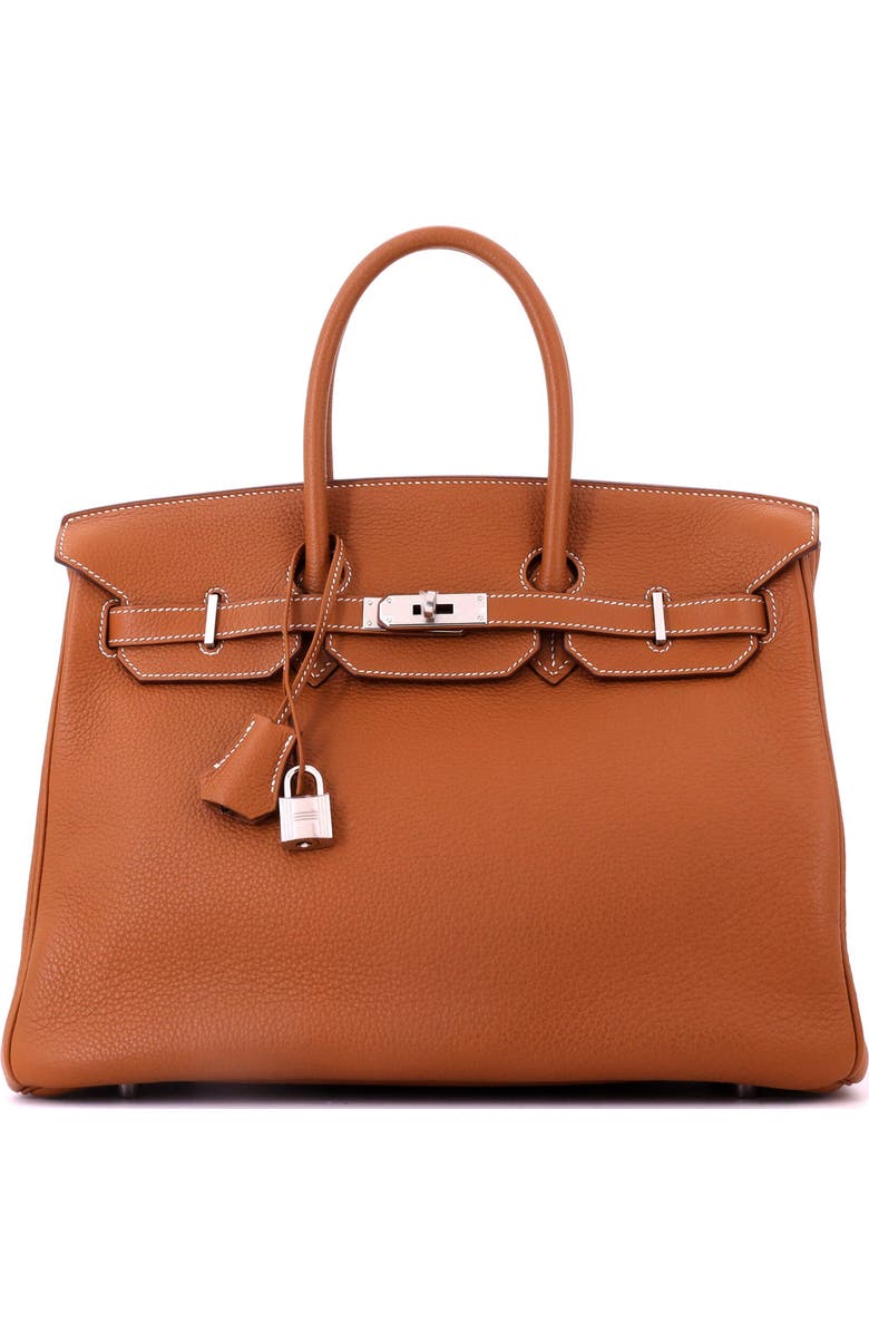 Pre-Owned Hermes Birkin Handbag Brown Togo with Palladium Hardware 35, Main, color, Gold