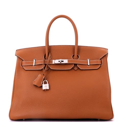 Birkin Handbag Brown Togo with Palladium Hardware 35