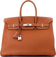 Pre-Owned Hermes Birkin Handbag Brown Togo with Palladium Hardware 35