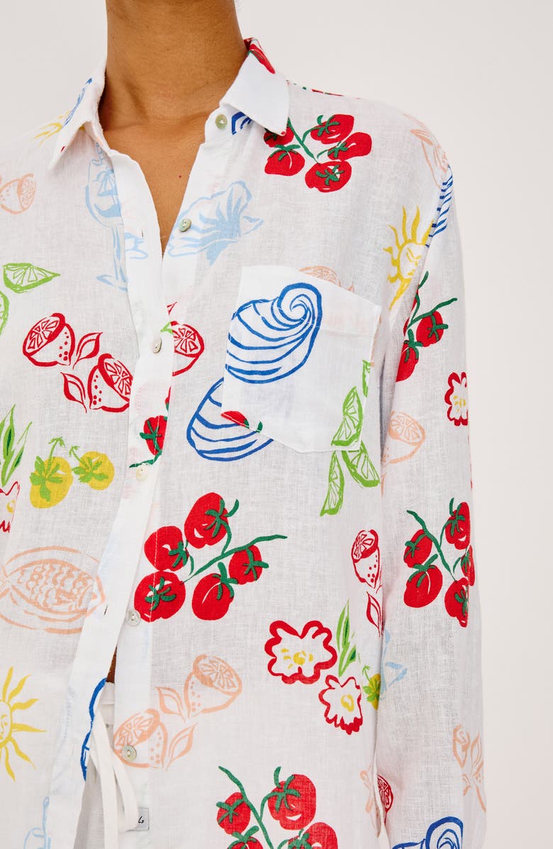 Rails Charli Antipasti Print Linen Blend Button-Up Shirt, Alternate, color, White Antipasti