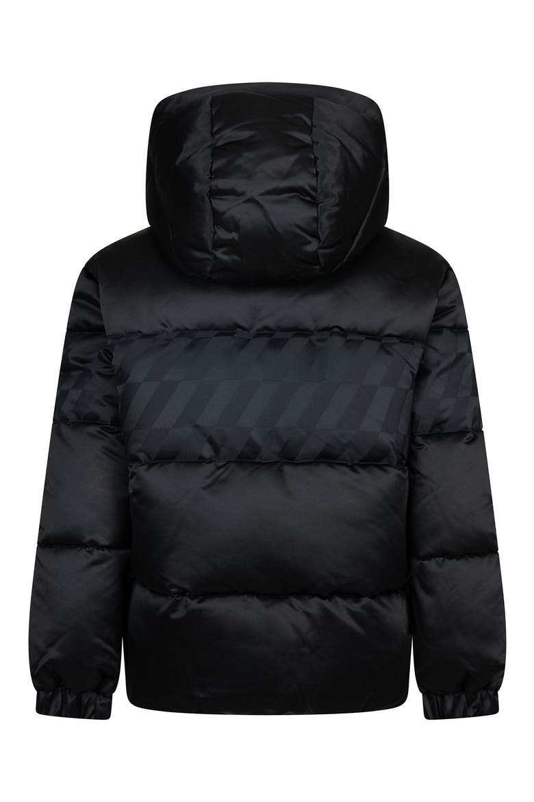 Kids' Jacquard Hazard Stripe Puffer Jacket, Alternate, color, BLACK
