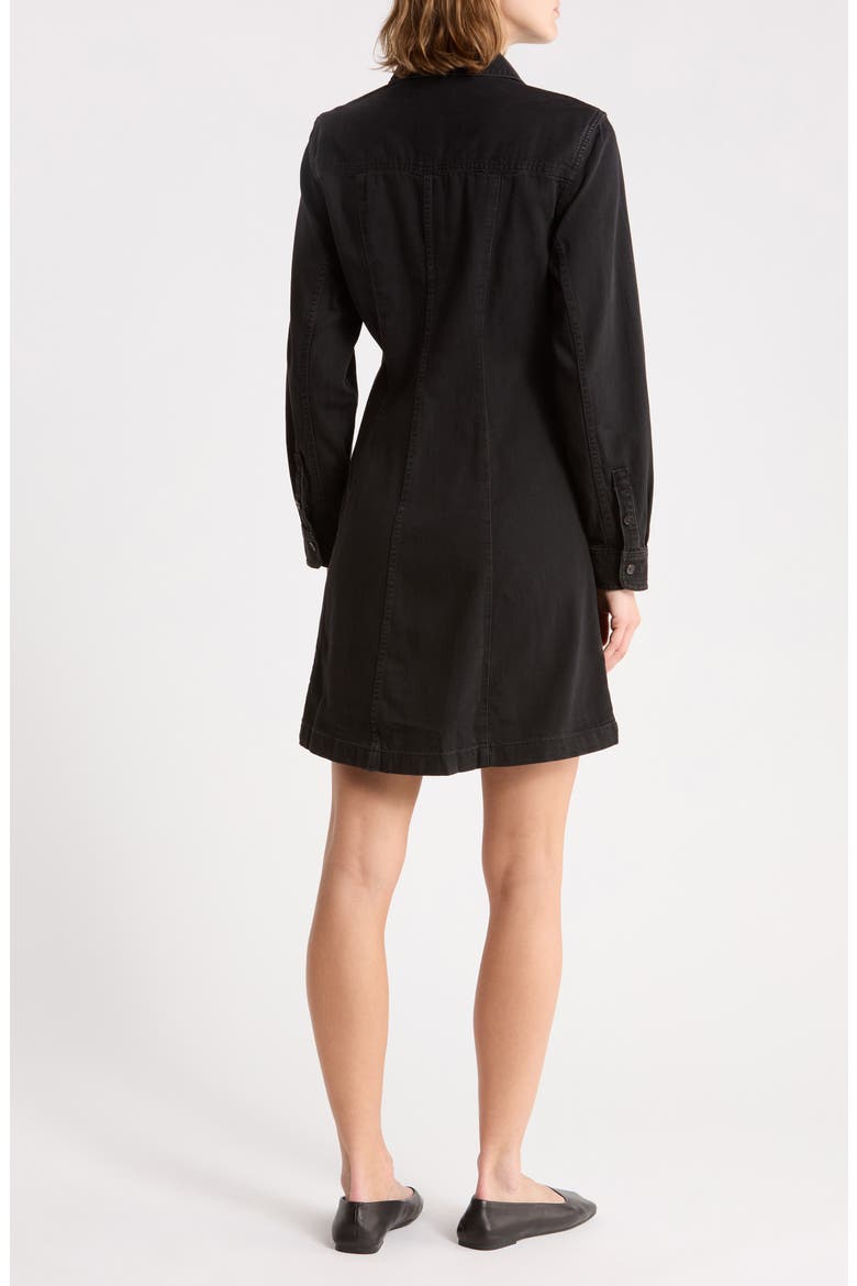 Seamed Denim Long Sleeve Button Front Shirtdress, Alternate, color, WASHED BLACK