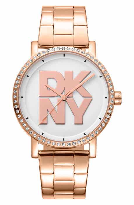 Three Hand Quartz Crystal Embellished Bracelet Watch, 36mm