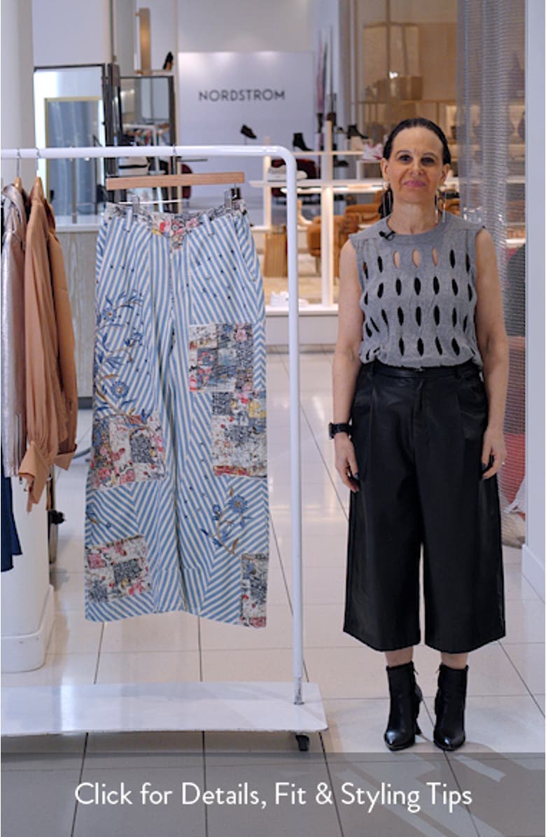 Runyon High Waist Patch Detail Stripe Cotton Pants, sales video thumbnail