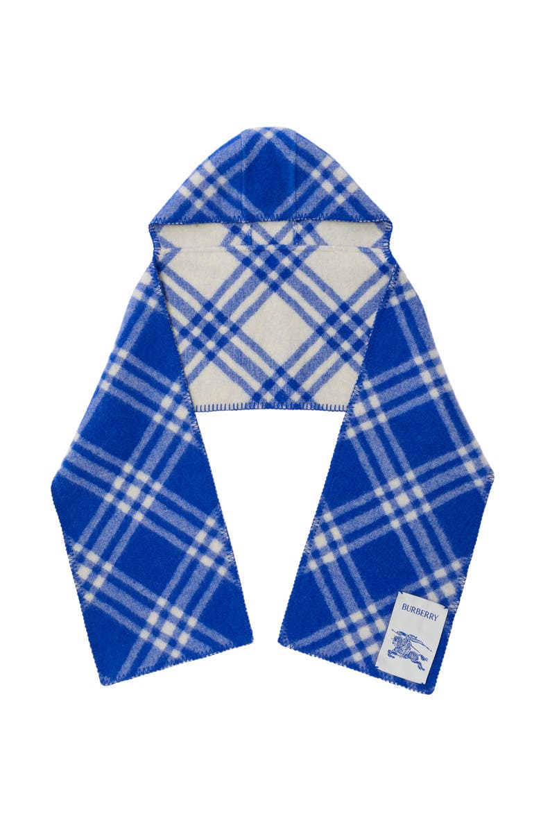 Burberry Check Wool Hooded Scarf, Main, color, Knight