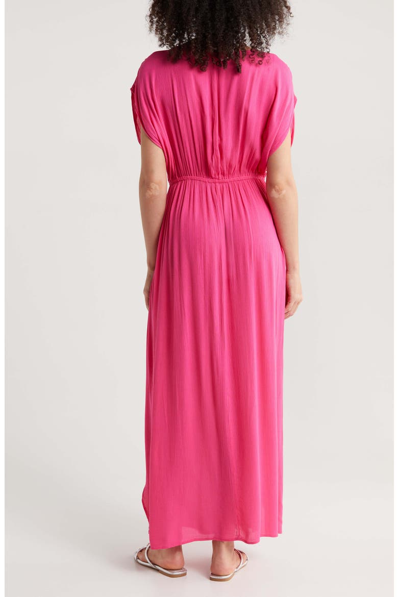Wrap Maxi Cover-Up Dress, Alternate, color, HOT PINK