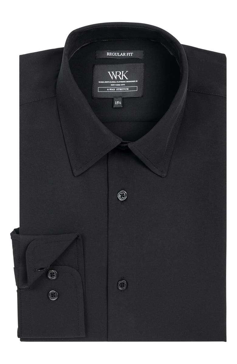 W.R.K Regular Fit Solid Black Performance Dress Shirt, Alternate, color, Black