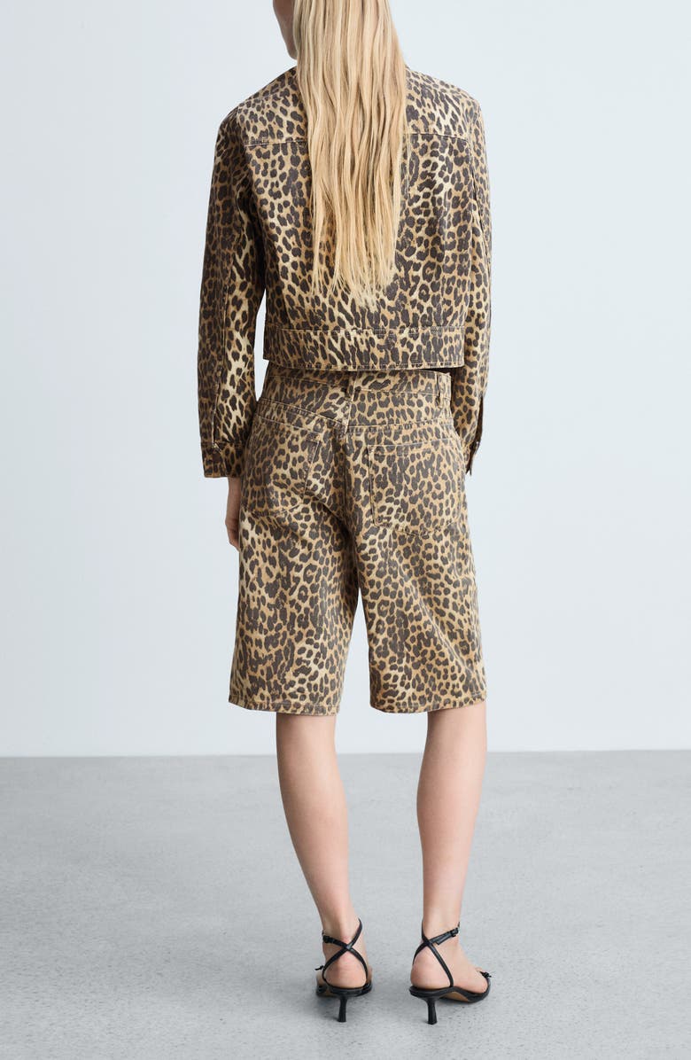MANGO Leopard Print Denim Trucker Jacket, Alternate, color, 