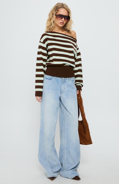 Princess Polly Zinia One-shoulder Sweater In Brown