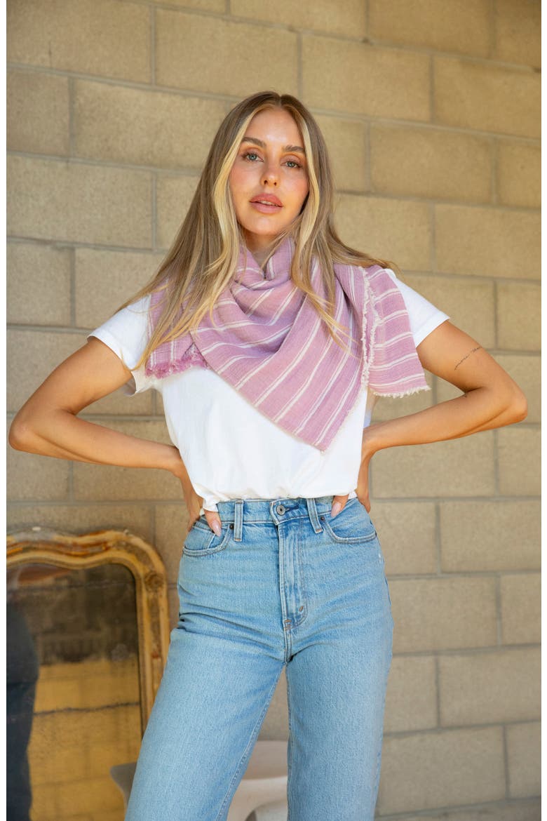 Stripe Cotton Scarf, Alternate, color, GREY COMBO