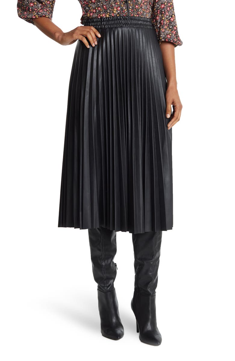 MAX STUDIO Pleated Midi Skirt, Main, color, Black