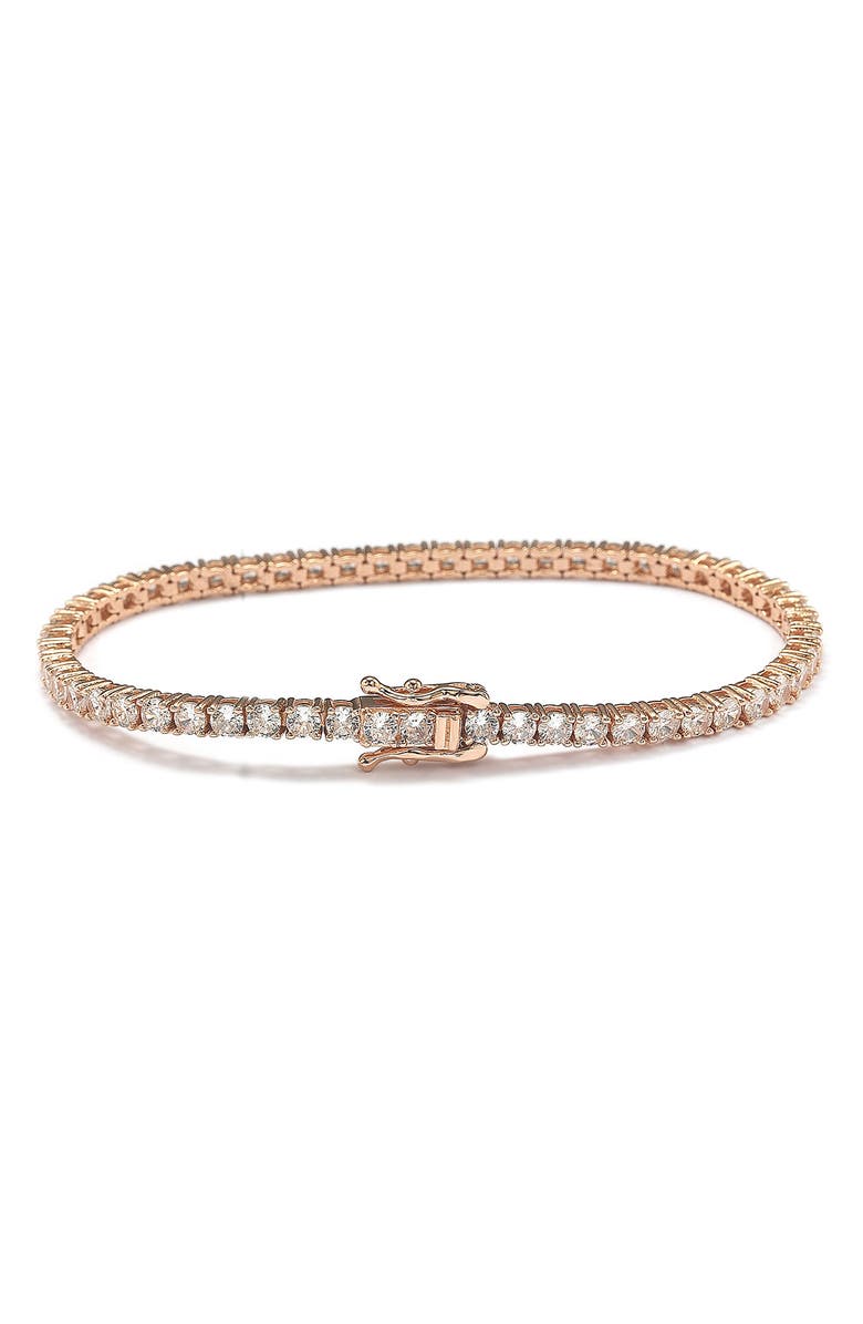 SUZY LEVIAN Rose Gold Plated Sterling Silver & Cubic Zirconia Tennis Bracelet, Alternate, color, 