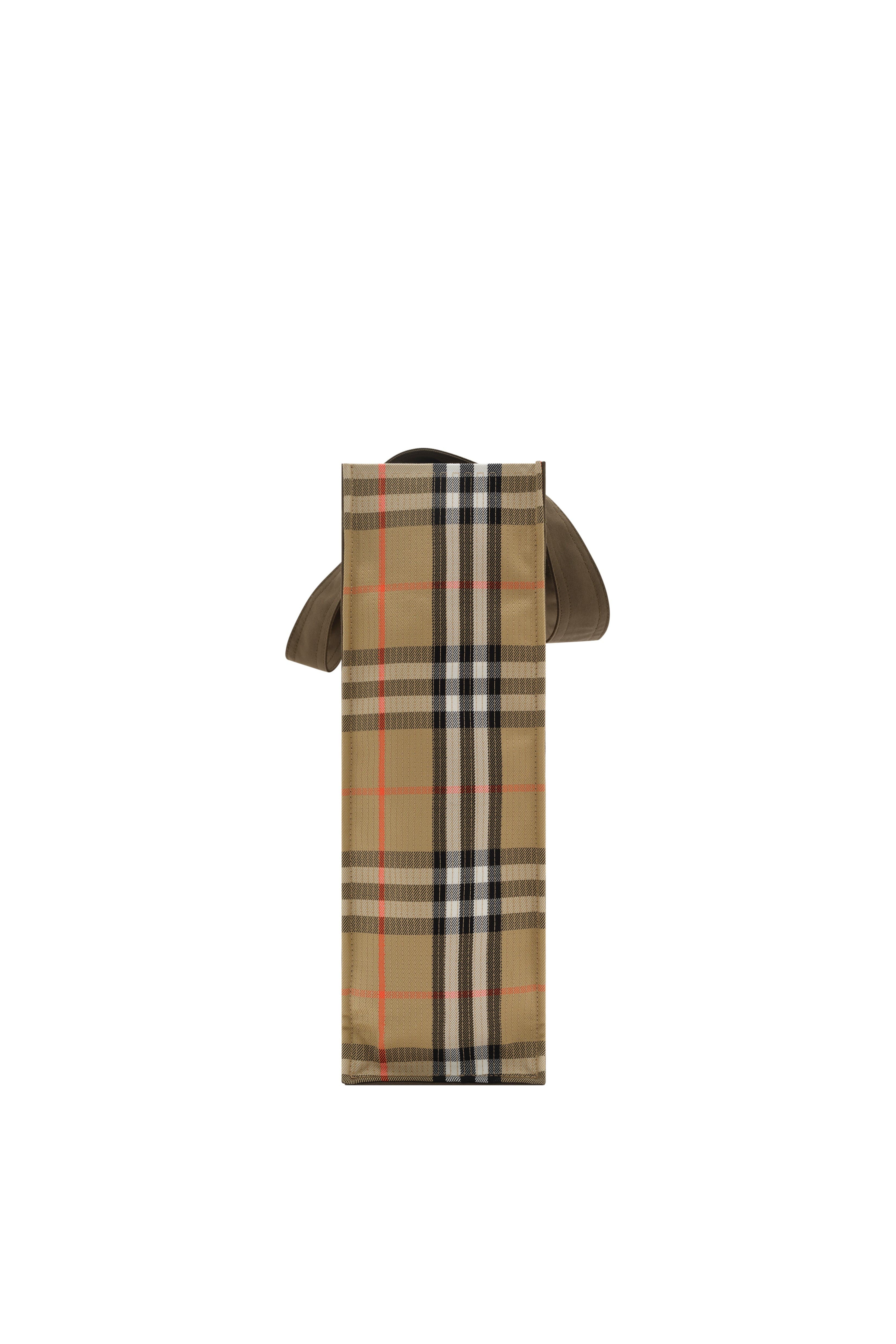 Burberry Check Trench Tote, Alternate, color, Military Green/Sand Beige