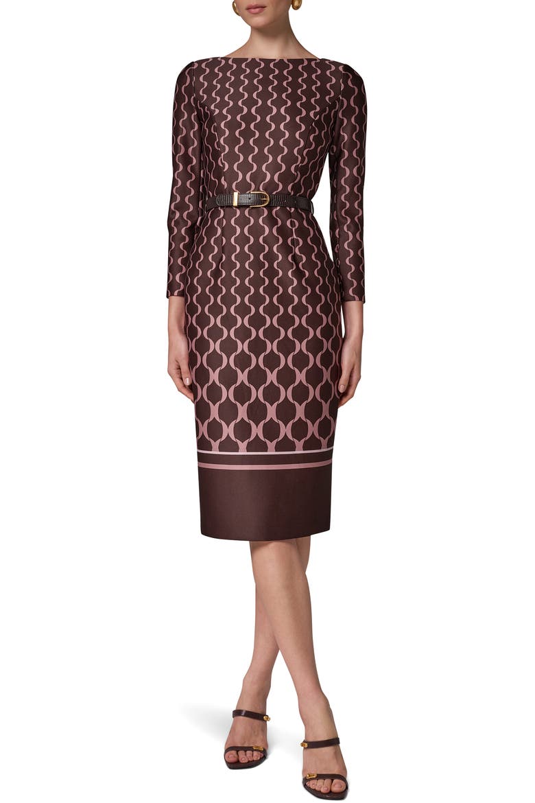 Chain Link Print Sheath Dress, Main, color, ESPRES MUL