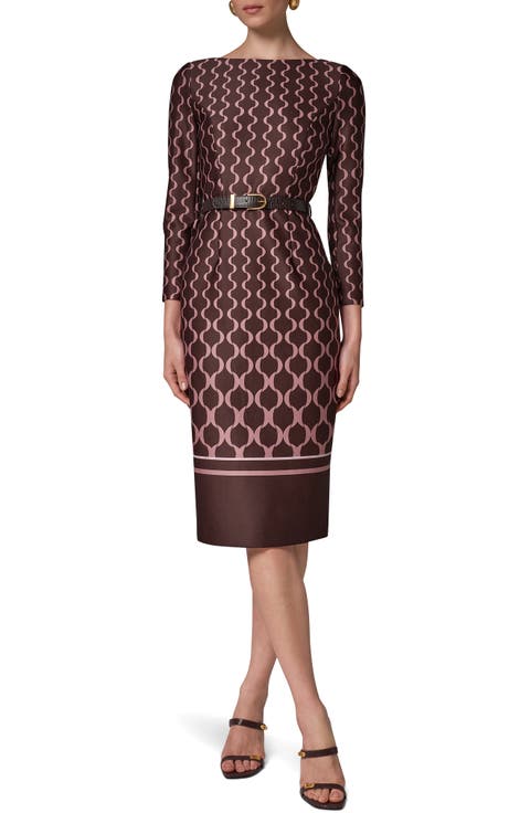 Chain Link Print Sheath Dress