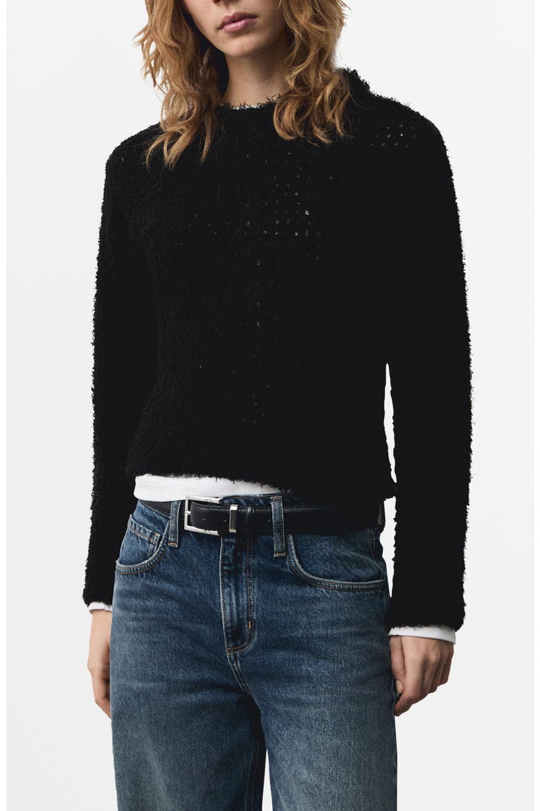 Fur-Effect Sweater, Main, color, BLACK