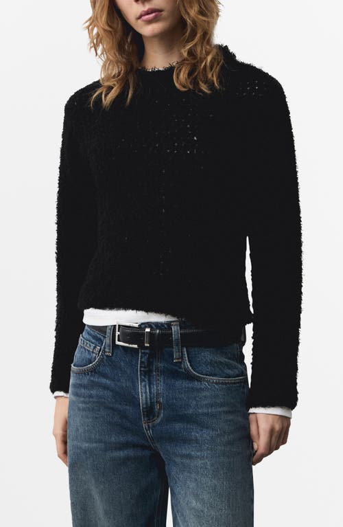 Mango Fur-effect Sweater In Black