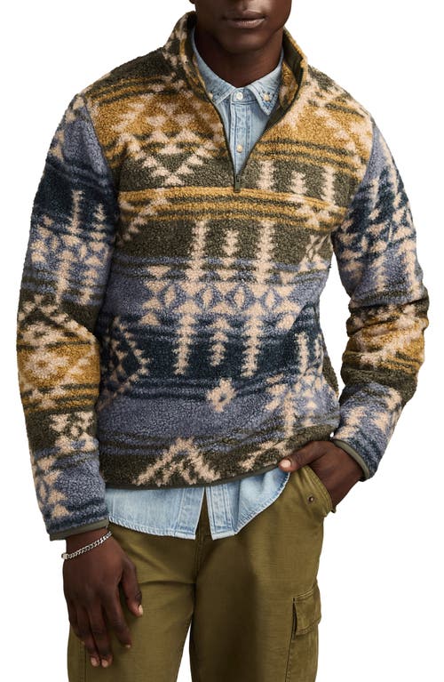 Lucky Brand Faux Shearling Quarter Zip Jacket In Multi