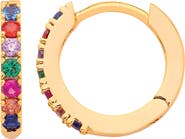 Estella Bartlett Multicolor Crystal Pavé Huggie Hoop Earrings