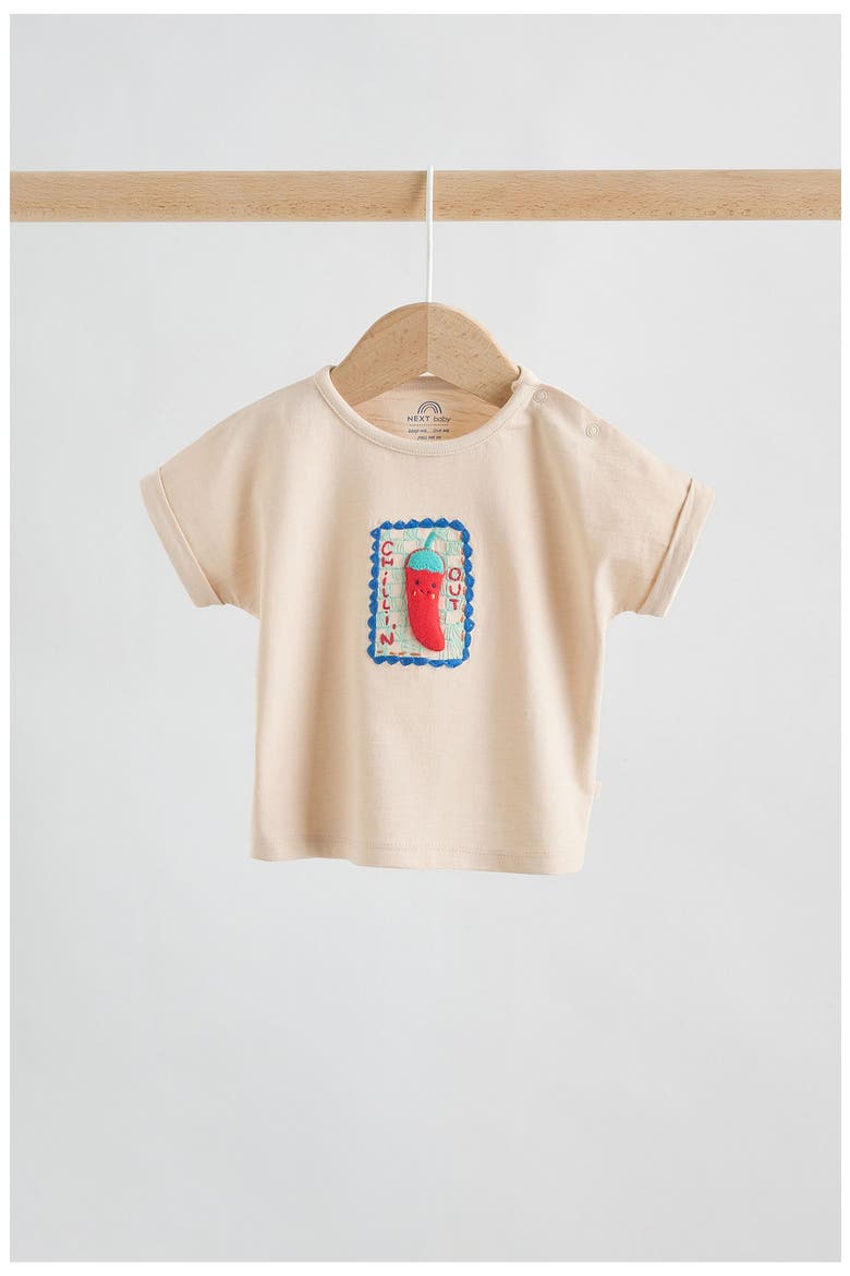 Chilli Appliqué T-Shirt & Shorts Set, Alternate, color, NEUTRAL