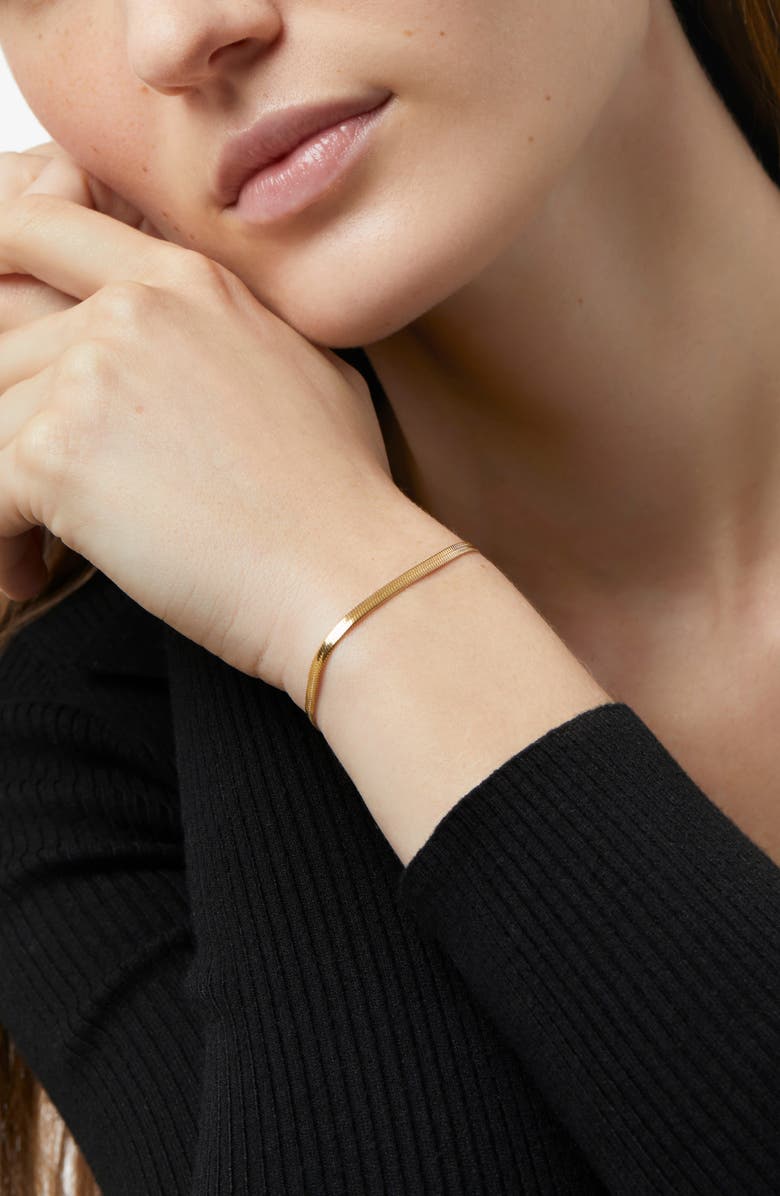 Ana Luisa Atlas Herringbone Chain Bracelet, Alternate, color, Gold