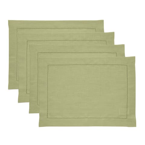 Linen Placemats - Classic Hemstitch, 14" x 19" Inch