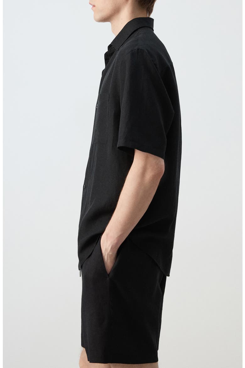 Short Sleeve Button-Up Shirt, Alternate, color, BLACK
