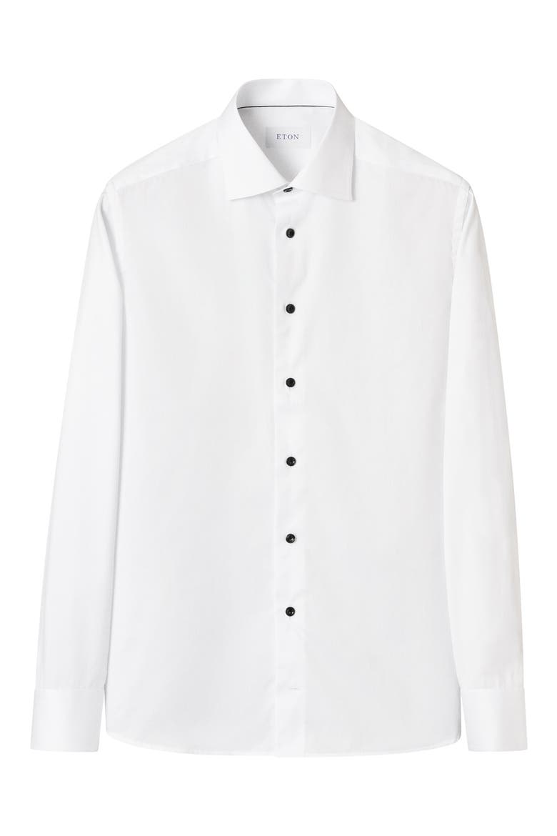 Slim Fit White Cotton Twill Dress Shirt, Alternate, color, WHITE