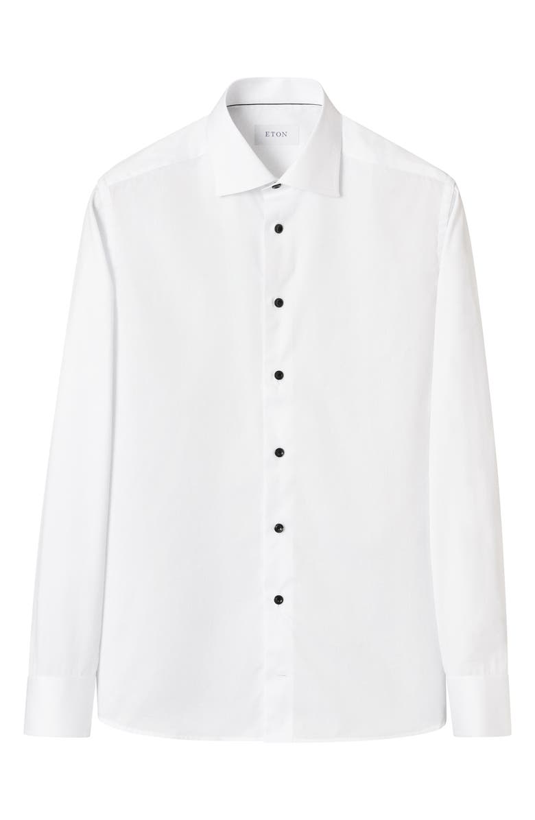Eton Slim Fit White Cotton Twill Dress Shirt, Alternate, color, White