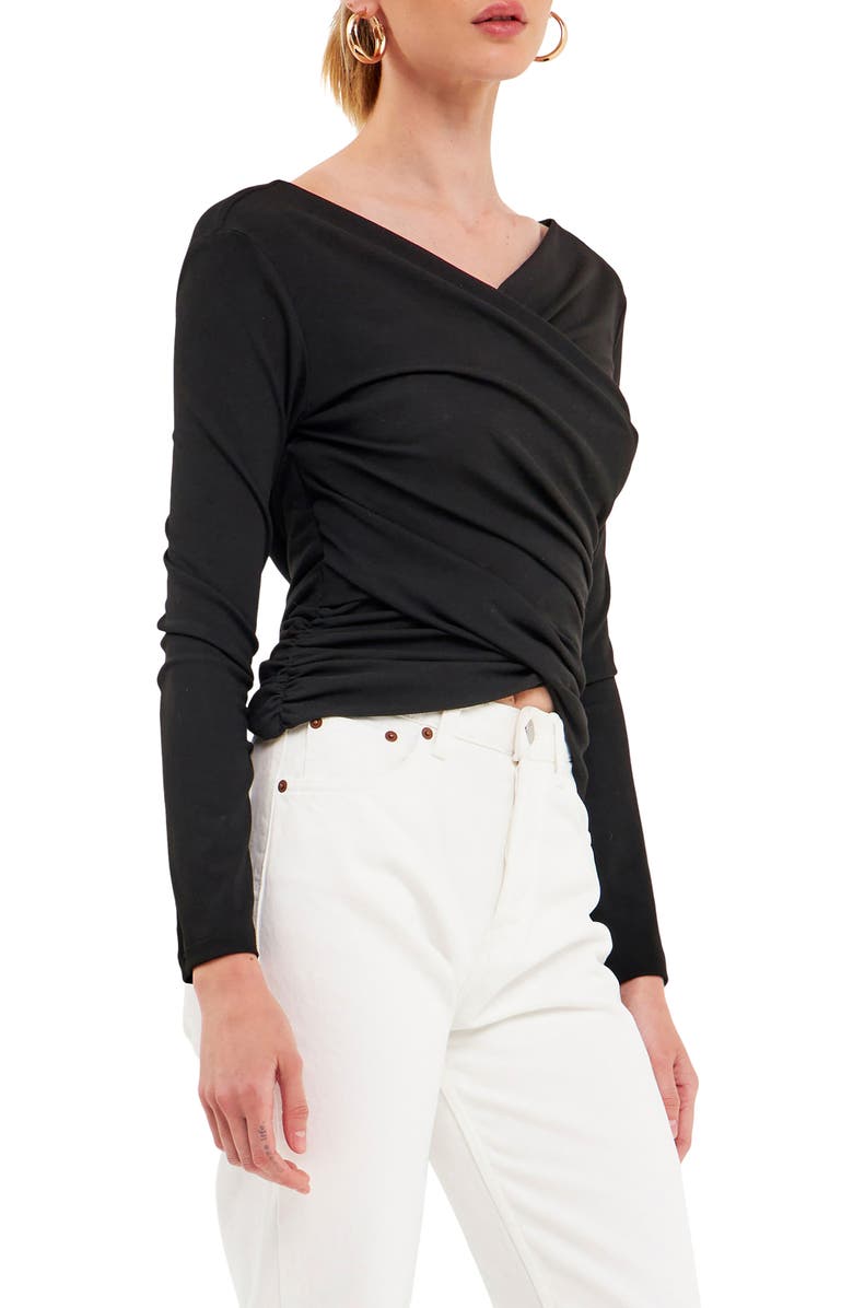 Endless Rose Shirred Crop Top, Alternate, color, Black