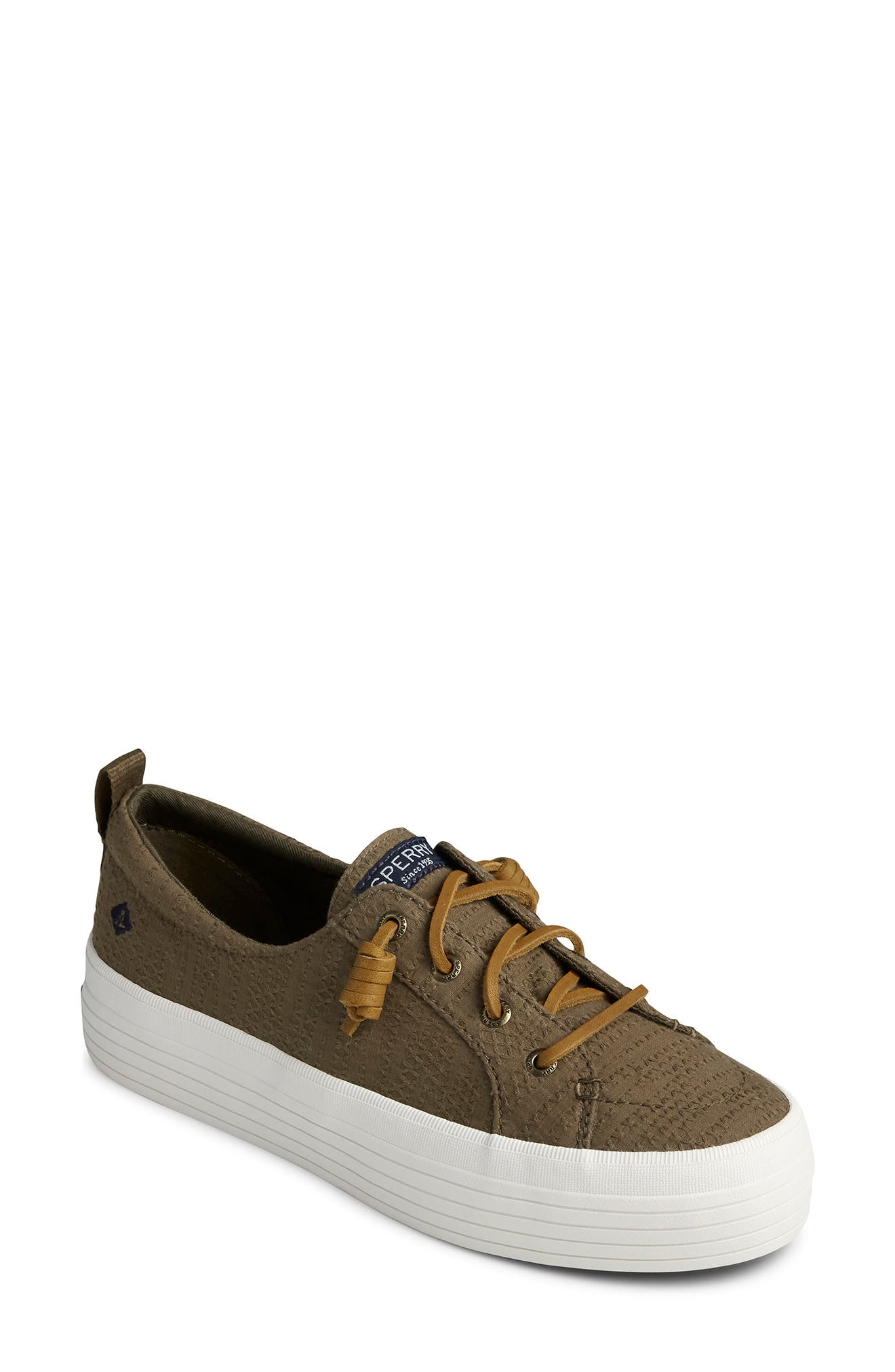 Crest Vibe Slip-On Platform Sneaker, Main, color, OLIVE SMOCKED FABRIC
