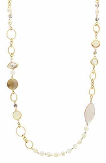 OLIVIA WELLES Mixed Bead Station Chain Necklace