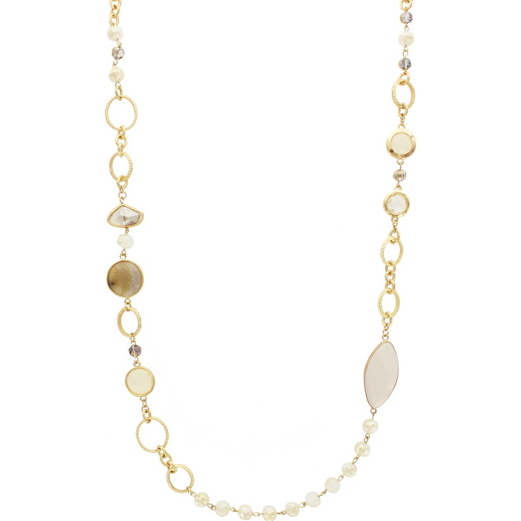 Olivia Welles Mixed Bead Station Chain Necklace In Gold