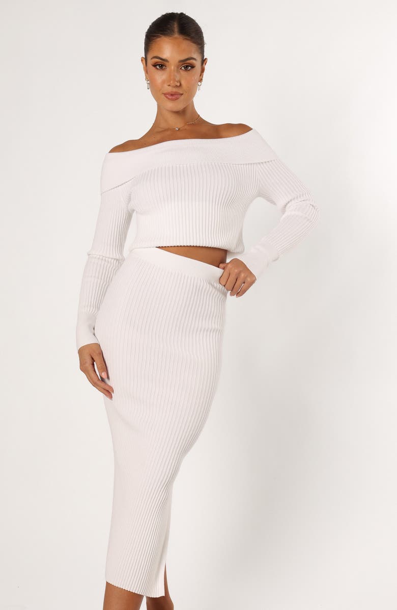 Petal & Pup Knit Off the Shoulder Top & Skirt Set, Alternate, color, White