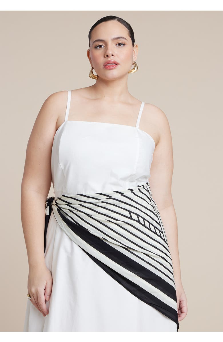 ELOQUII Scarf Detail Midi Dress, Alternate, color, Coconut Milk