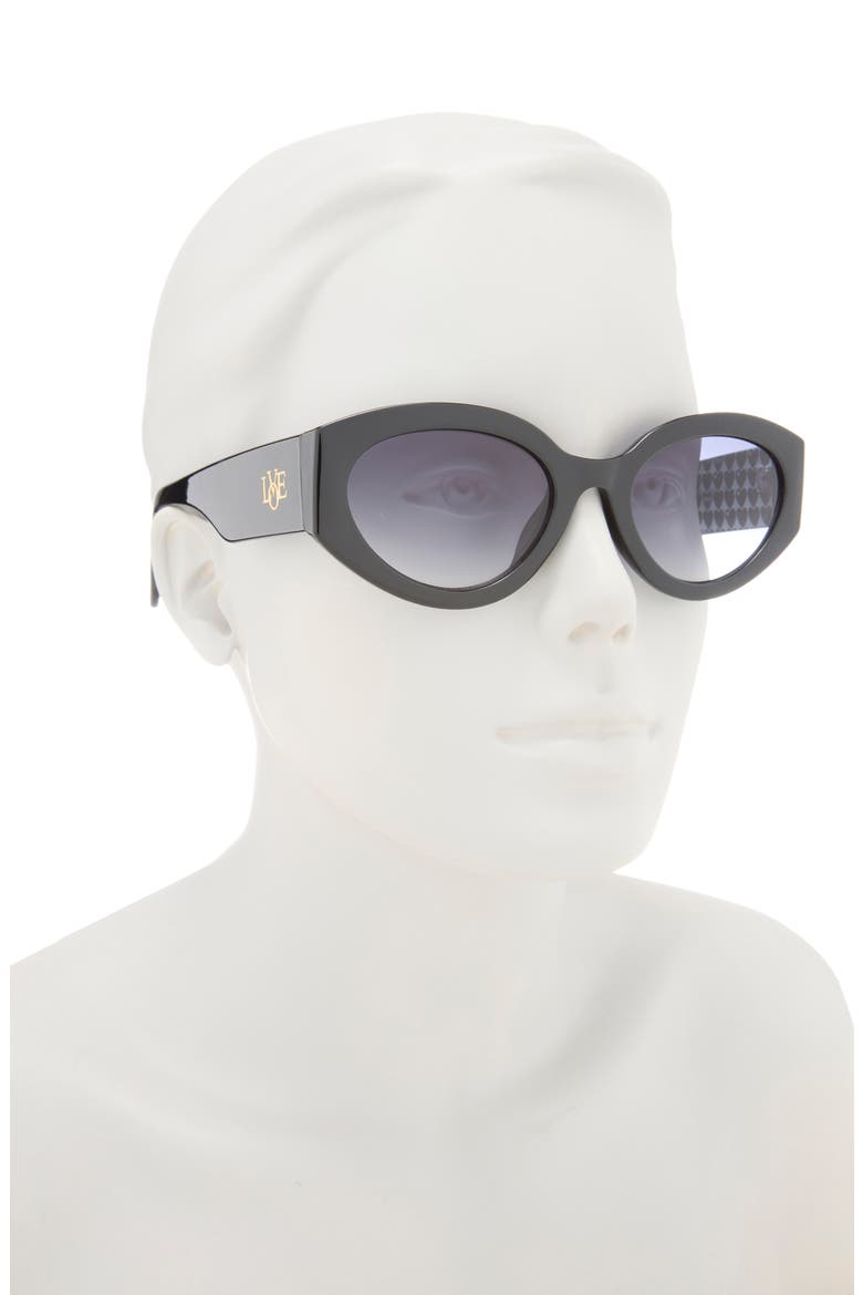 53mm Oval Sunglasses, Alternate, color, BLACK OPAQUE