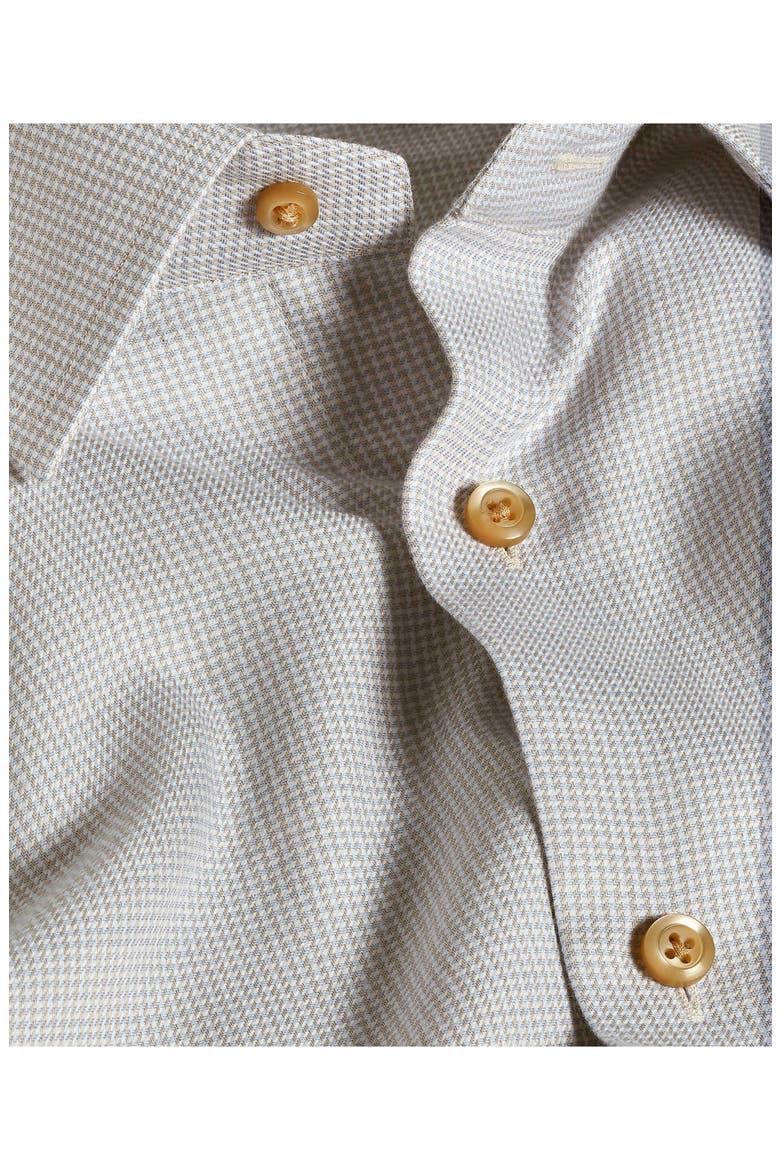 Trim Fit Tan Microcheck Cotton & Cashmere Dobby Dress Shirt, Alternate, color, SAND